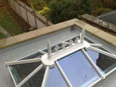 White uPVC lantern rooflight with clear glass and standard finial