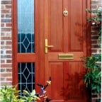 Stained hardwood front door