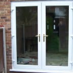 White uPVC patio doors with clear glass