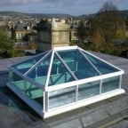 White uPVC lantern rooflight with blue solar control glass