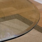 Glass table top with bevelled edges