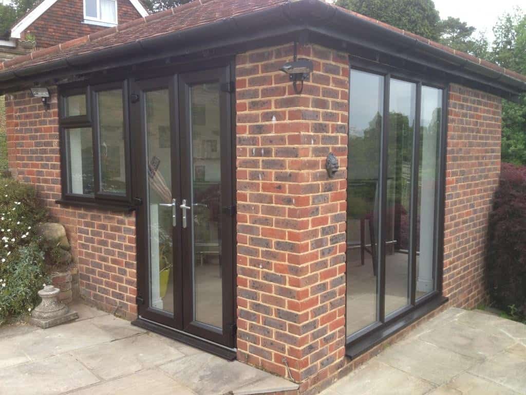 New Black Brown uPVC windows and French Doors Dorking Surrey