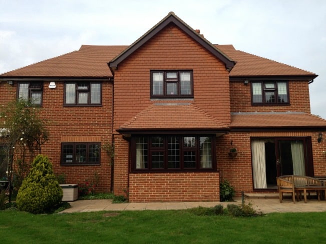 Rosewood out / white in Liniar profile uPVC